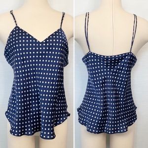 Vintage Silky Polka Dot Navy Blue White Camisole Tank Top Y2K 90s La Senza Cami
